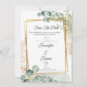 Eucalyptus Groene gouden trouwuitnodiging  Kaart (Voorkant)