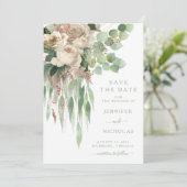 Eucalyptus Groene Huwelijk Save The Date (Staand voorkant)