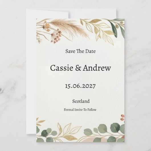 Eucalyptus Groene Huwelijk Save The Date (Voorkant)