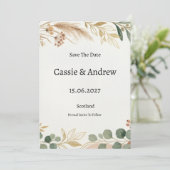 Eucalyptus Groene Huwelijk Save The Date (Staand voorkant)