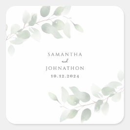 Eucalyptus Groene Huwelijk Vierkante Sticker
