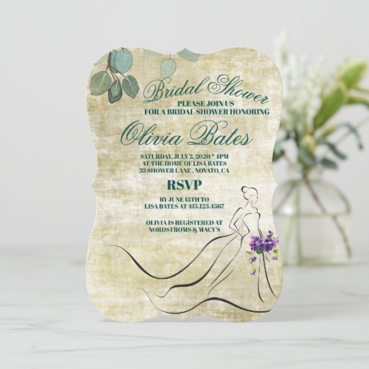 Eucalyptus Groene Huwelijks Bruidsmeisje Feestkaar Kaart (Staand voorkant)