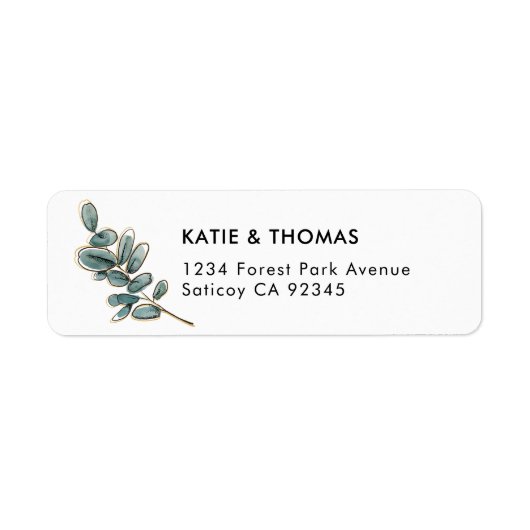 Eucalyptus Groene Huwelijks Retouradres Label (Voorkant)