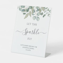 Eucalyptus Groene Huwelijks Sparkle Bord Reclamebord Met Voetstuk