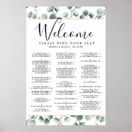 Eucalyptus groene huwelijks zitplaatskaart bord poster