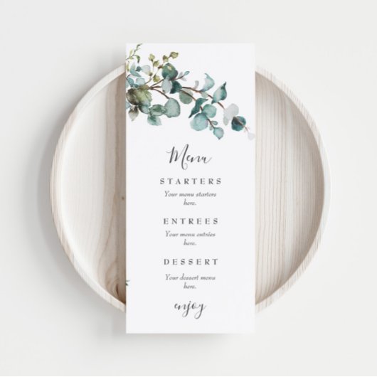 Eucalyptus groene huwelijksdecoratie menu