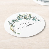 Eucalyptus groene huwelijksdecoratie ronde kartonnen onderzetter (Gebogen)