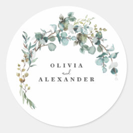 Eucalyptus groene huwelijksdecoratie ronde sticker