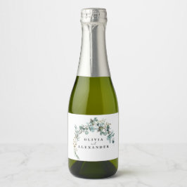 Eucalyptus groene huwelijksdecoratie sparkling wijnetiket