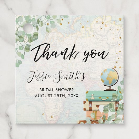 Eucalyptus Groene Huwelijksdouche Reizen  Bedankjes Labels (Voorkant)