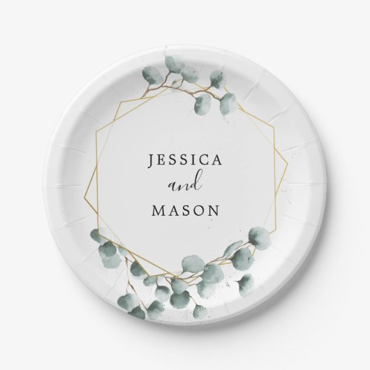 Eucalyptus Groene Huwelijksfeest Papieren Bord (Voorkant)
