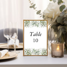 Eucalyptus groene huwelijkskaartjes met tafelnumme kaart