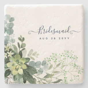 Eucalyptus groene huwelijksloof Baby's adem Stenen Onderzetter