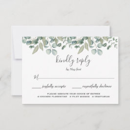 Eucalyptus Groene Huwelijksmaaltijd Keuze RSVP Kaartje