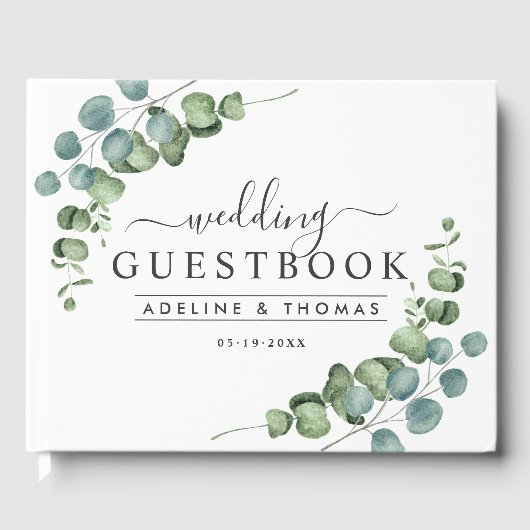 Eucalyptus Groene Huwelijksmonogram Gastenboek (Voorkant)
