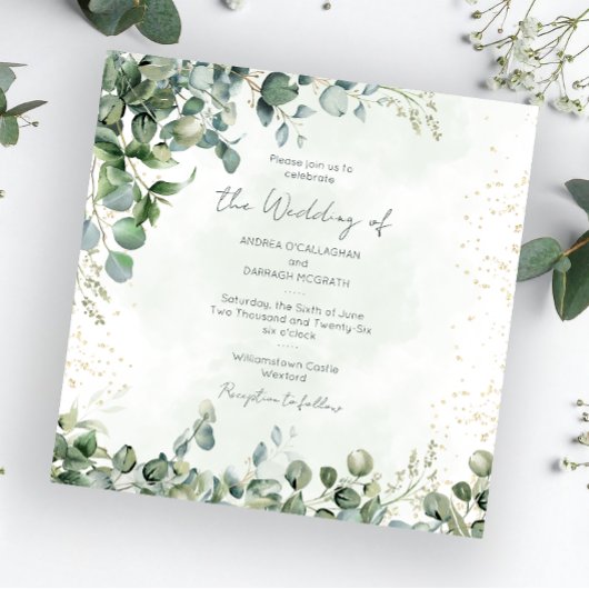 Eucalyptus Groene Huwelijksuitnodiging 1001 Vierka Kaart
