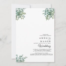eucalyptus groene huwelijksuitnodiging kaart
