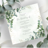 Eucalyptus Groene Huwelijksuitnodiging Vierkant 10 Kaart