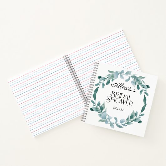 Eucalyptus Groene Kader Groen Blauw Bruidsdiner Notitieboek (Binnen)