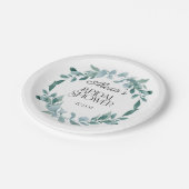 Eucalyptus Groene Kader Groen Blauw Bruidsdiner Papieren Bordje (Gekanteld)