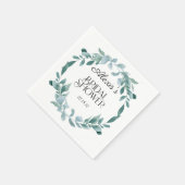 Eucalyptus Groene Kader Groen Blauw Bruidsdouche Servet (Hoek)