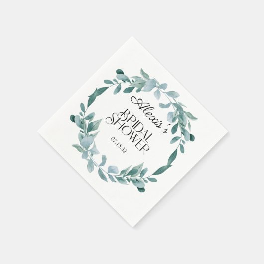 Eucalyptus Groene Kader Groen Blauw Bruidsdouche Servet (Hoek)