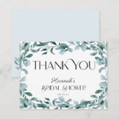 Eucalyptus Groene Kader Groen Blauw Bruidsfeest Bedankkaart (Voorkant / Achterkant)