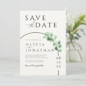 Eucalyptus Groene Kader Minimalistische Trouwdag Save The Date (Staand voorkant)