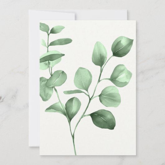 Eucalyptus Groene Kader Minimalistische Trouwdag Save The Date (Achterkant)
