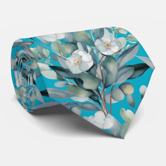 Eucalyptus Groene Klassieke Formele Bloemen Heren  Stropdas (Opgerold)