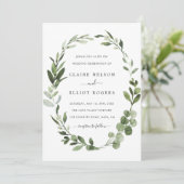 Eucalyptus Groene krans bruiloft Kaart (Staand voorkant)
