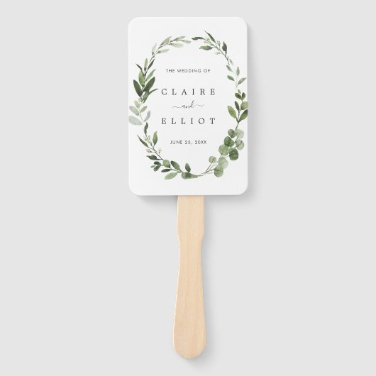 Eucalyptus Groene krans Trouwprogramma Handwaaier (Voorkant)