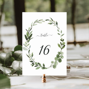 Eucalyptus Groene krans Trouwtafel nummer Kaart