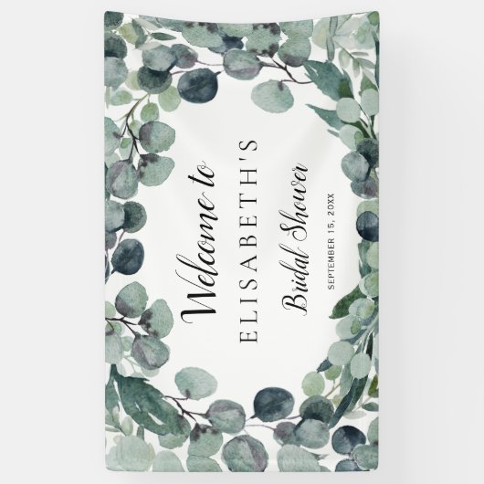 Eucalyptus groene krans vrijgezellenfeest spandoek (Verticaal)
