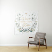 Eucalyptus Groene Kruis Baby Doop Tapisserie Wandkleed (In situ)