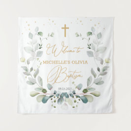 Eucalyptus Groene Kruis Baby Doop Tapisserie Wandkleed