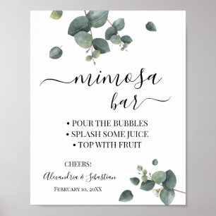 Eucalyptus Groene Mimosa Bar Bruiloftssalon Bord Poster