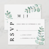 Eucalyptus Groene Minimalistische Trouw RSVP Kaart (Voorkant / Achterkant)