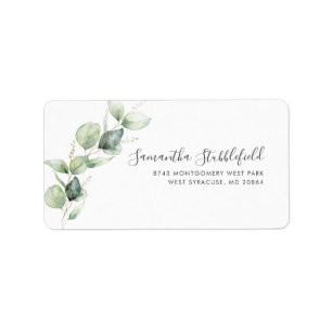 Eucalyptus Groene Minimalistische Verzendadres Etiket