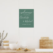 Eucalyptus groene moderne trouw welkomstbord poster (Keuken)