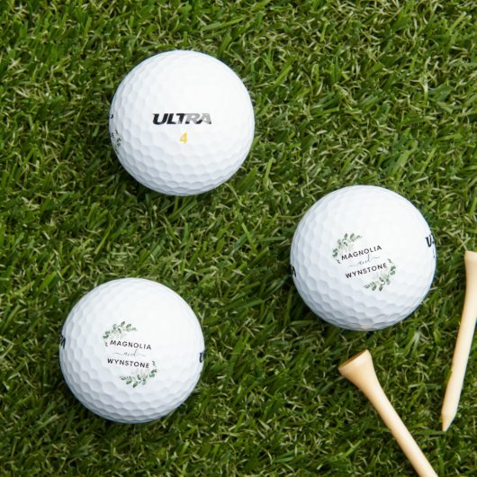 Eucalyptus Groene Monogram Bruiloft Golfballen (Insitu Gras)