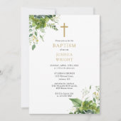 Eucalyptus Groene Monogram Doop Christening Kaart (Voorkant)