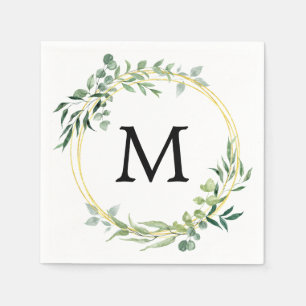 Eucalyptus Groene Monogram Goud Groene Trouw Servet