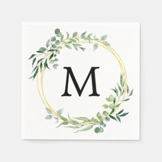 Eucalyptus Groene Monogram Goud Groene Trouw Servet