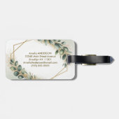 Eucalyptus Groene Monogram Gouden Geometrische Fra Bagagelabel (Achterkant horizontaal)