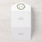 Eucalyptus Groene Monogram Huwelijk All In One Uitnodiging (Buitenkant)