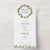 Eucalyptus Groene Monogram Huwelijk All In One Uitnodiging (Binnen)