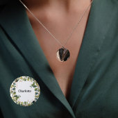 Eucalyptus groene naamkaart ronde button 3,2 cm