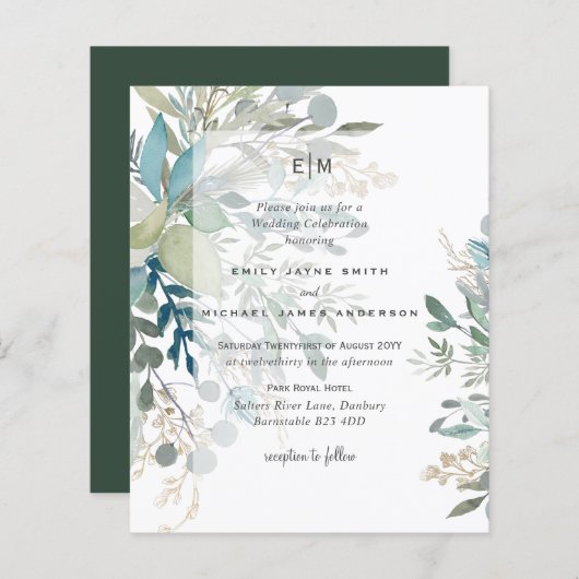 Eucalyptus Groene Natuur Bladeren Bruiloft (Voorkant / Achterkant)