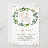 Eucalyptus Groene Olifant Meisje Baby Shower Kaart (Voorkant)